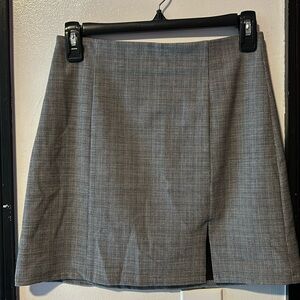 Mini plaid skirt with side slit